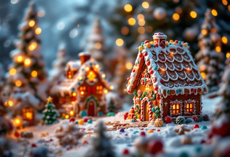 A beautifully decorated gingerbread house for the holidays
