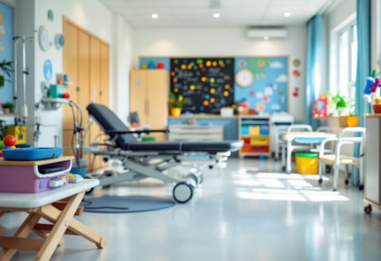 Children participating in physiotherapy at Royal Aberdeen Hospital