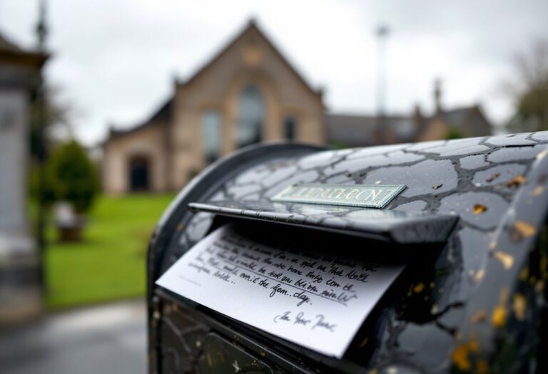 New letter to heaven postbox at Baldarroch Crematorium