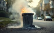 Police at the scene of a deliberate bin fire in Elgin