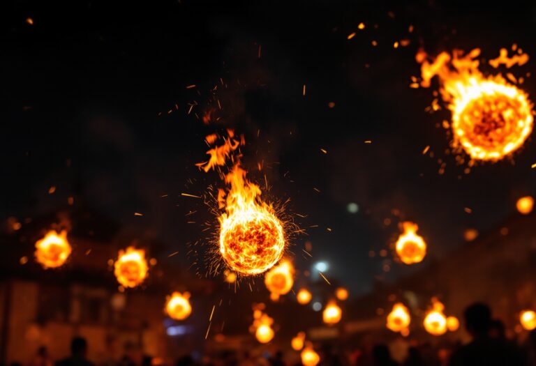 Fireballs being thrown during the Stonehaven event