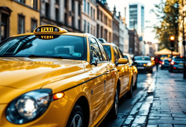 Taxi in Aberdeen with rising fare signs