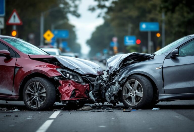 Scene of a two-car collision on B9001 road