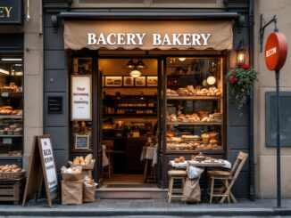 Ashers Bakery sign on Elgin High Street after reopening