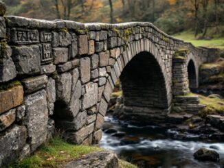 Historic Old Packhorse Bridge in Carrbridge, Scotland