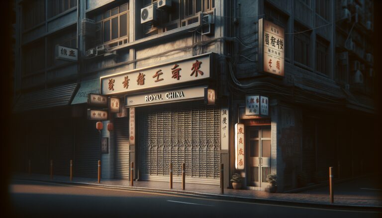 Sign announcing the permanent closure of Royal China restaurant