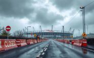 Pittodrie Stadium with safety measures for severe weather