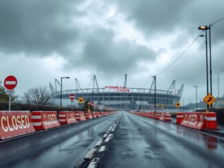 Pittodrie Stadium with safety measures for severe weather