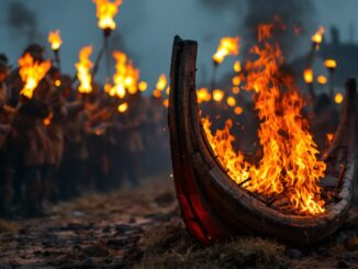 Colorful scene from Shetland's Up Helly Aa festival