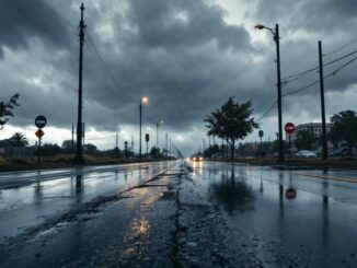 Immagine di Aberdeen colpita dalla tempesta Eowyn