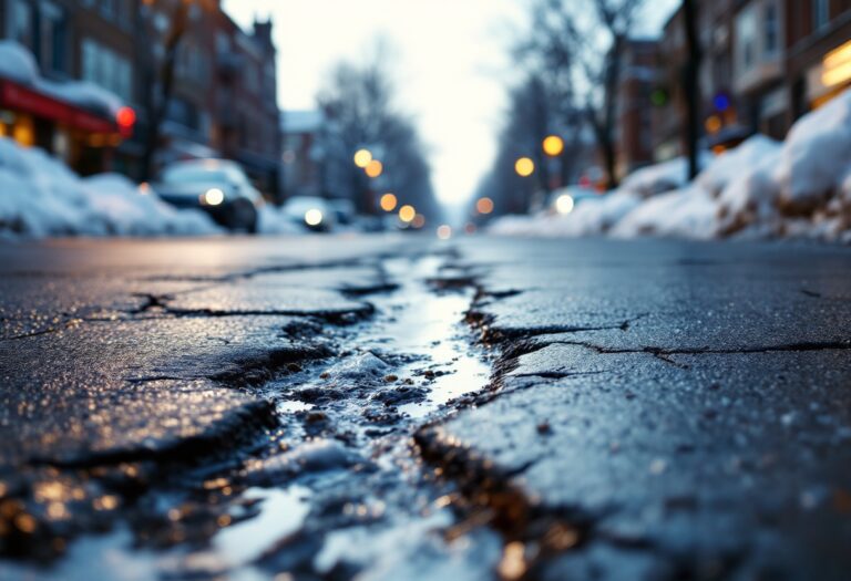 Snow-covered street in Aberdeen highlighting infrastructure issues