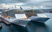 Luxury cruise ships docked in Aberdeen harbor