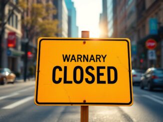 Road closure sign in Aberdeen for essential energy works