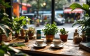 A vibrant coffee shop scene in Inverness, Scotland
