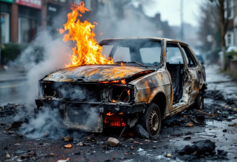 Firefighters responding to a deliberate car fire in Peterhead