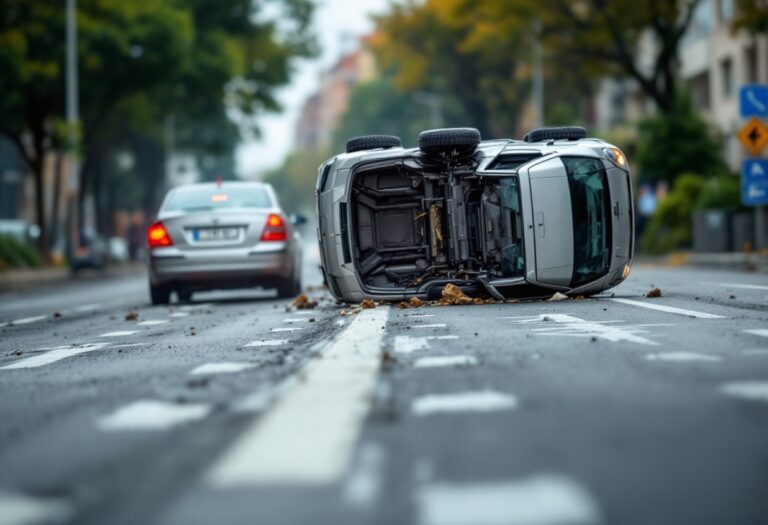 Car overturned in a dramatic crash on a street in Ellon