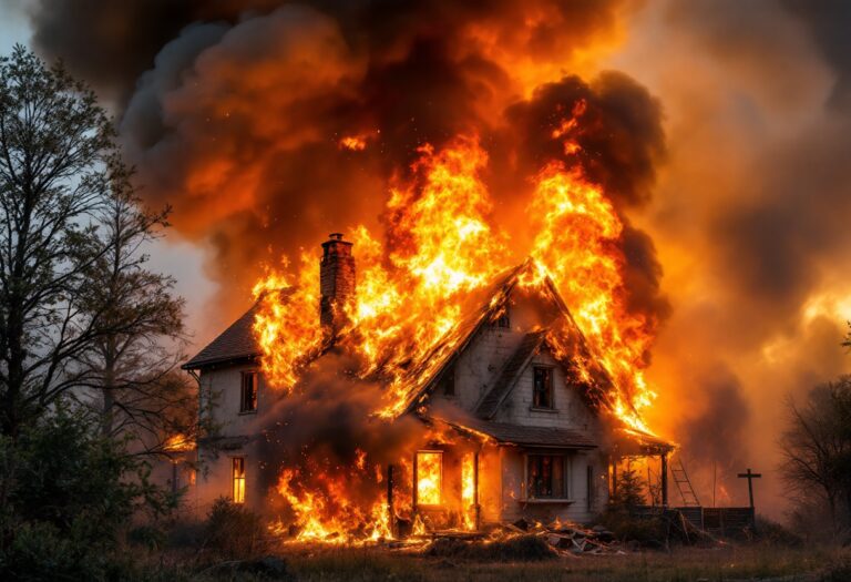 Firefighters battling a fire at a home in Inverness