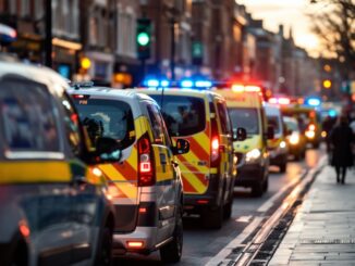 Police officers responding to a hoax emergency call in Liverpool