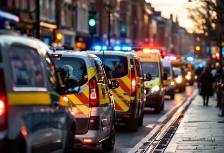 Police officers responding to a hoax emergency call in Liverpool