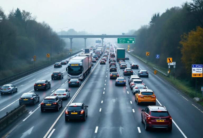 Traffic jam on M56 motorway due to incident in Manchester