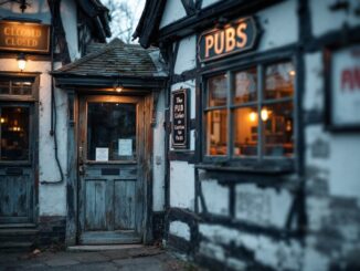 Police investigation scene outside a pub in Kent village