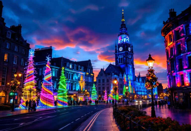 Illuminated artwork at Spectra 2025 in Aberdeen, Scotland
