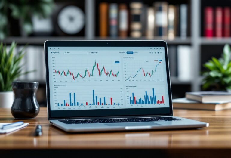 Financial journalist analyzing data in a digital environment