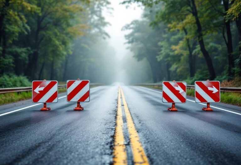 A9 road closure sign at Tain after a serious crash