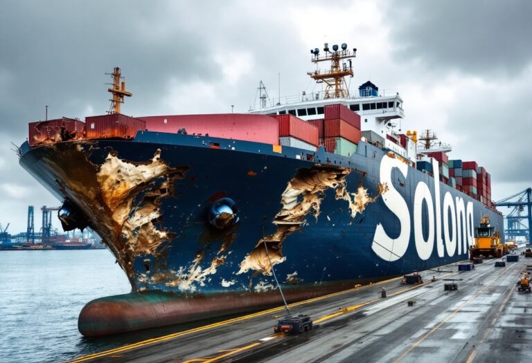 Container ship Solong docked in Aberdeen after collision
