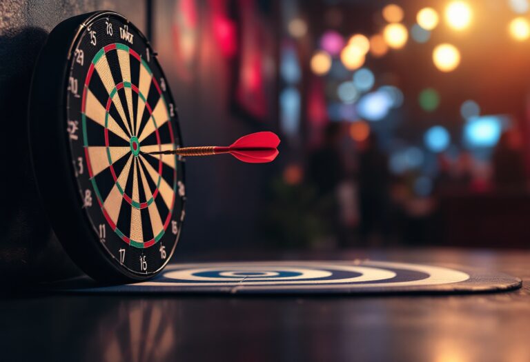Martin Schindler during an unusual dart incident at UK Open