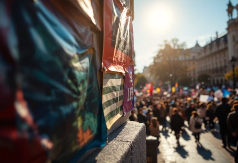 A diverse crowd participating in a public protest
