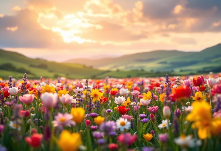 A colorful display of spring flowers in bloom
