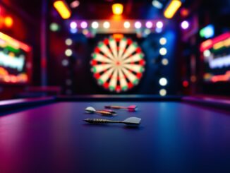 Giocatori di freccette in azione alla finale UK Open
