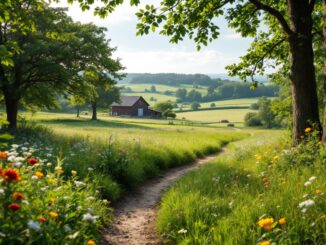 A little girl exploring Windfold Farm's magical scenery