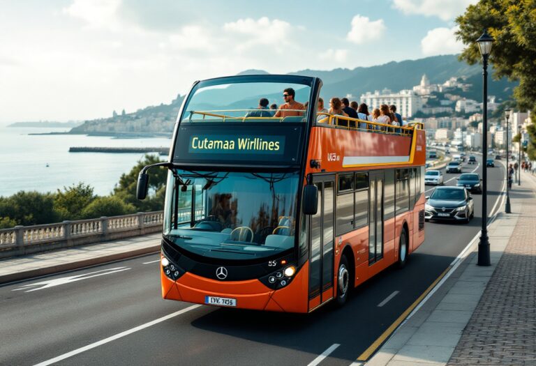Open-top tour bus in Aberdeen showcasing city sights