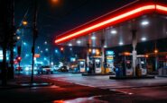 Police investigating a fire incident near a petrol station