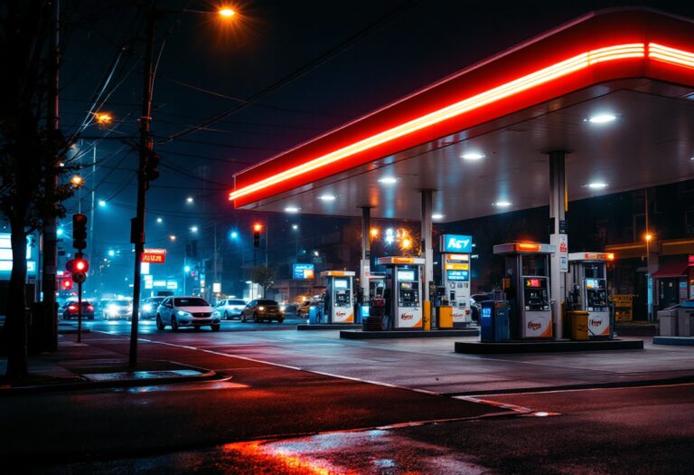 Police investigating a fire incident near a petrol station
