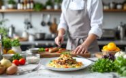 Young chef celebrating victory at London culinary event