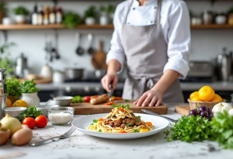Young chef celebrating victory at London culinary event