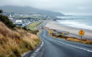 Aberdeen beach with new road restrictions signage