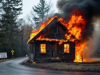 Fire crews battling a large house fire near Glenuig