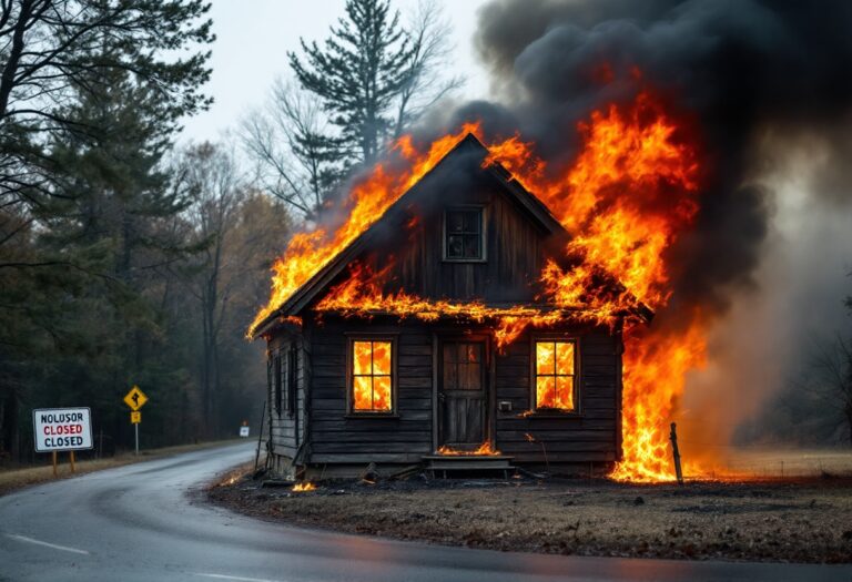 Fire crews battling a large house fire near Glenuig