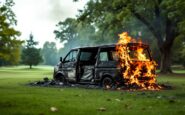 Fire damage to a van at Elgin Golf Club