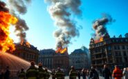 fire engulfs buildings in downtown area causing evacuation 1768115120