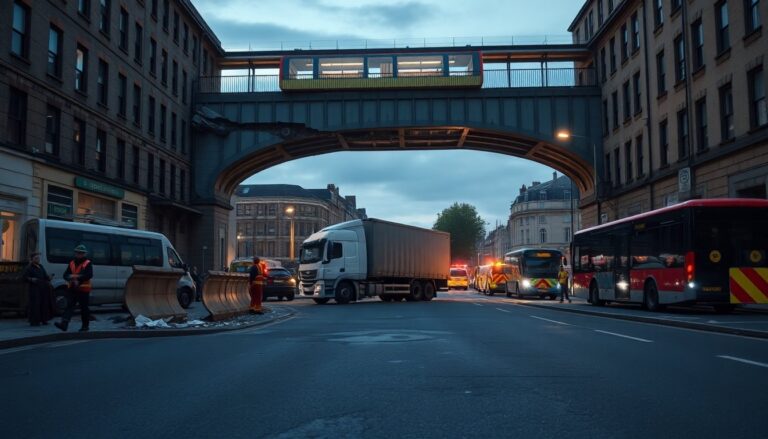 Edinburgh to Glasgow trains delayed after lorry hits bridge at Haymarket