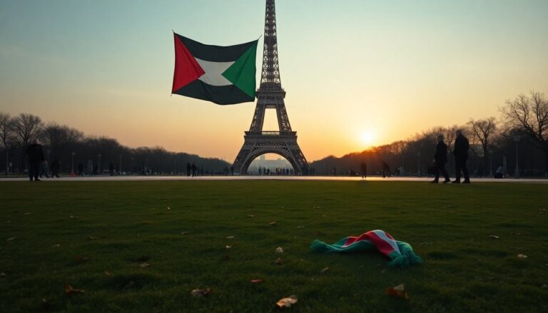 Protesters climb Eiffel Tower with Palestinian flag on Nakba anniversary