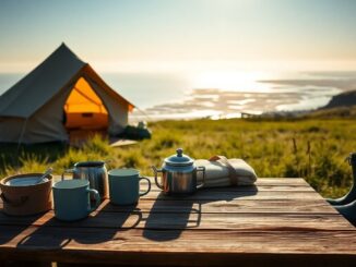 Top family campsite near Swansea with panoramic views and glamping options