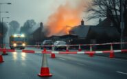 Emergency Services Battle House Fire in Barry, Closing Major Road