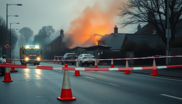 Emergency Services Battle House Fire in Barry, Closing Major Road