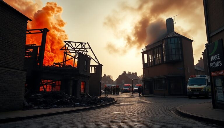 Fire Destroys 300-Year-Old Hare & Hounds Pub in Aberthin